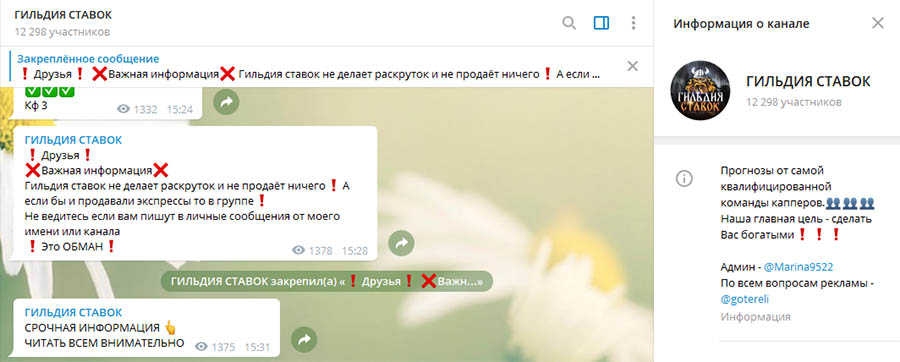 Телеграм канал Гильдия ставок