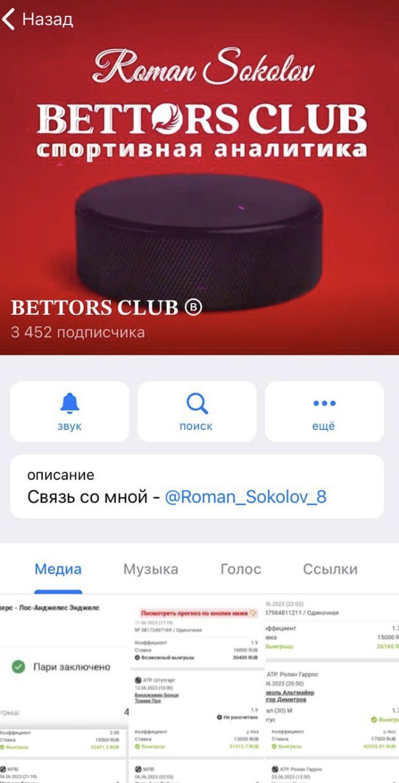 BETTORS CLUB телеграм