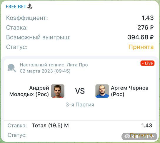 FREE BET телеграмм