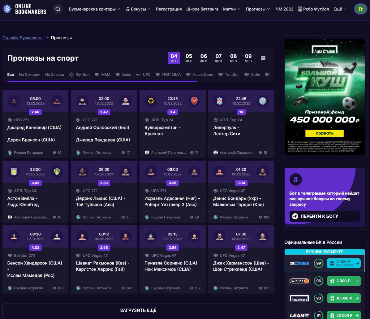Online Bookmakers.com - прогнозы на спорт