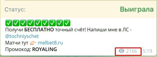 Просмотры Телеграмм Exclusive Bet