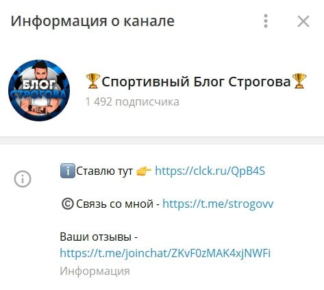 Телеграмм Спортивный Блог Строгова