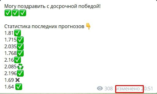 Статистика по прогнозам от Телеграмм Спортивный Блог Строгова