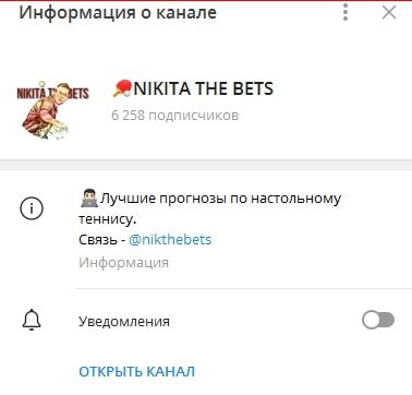 Nikita The Bets инфомрация о канале