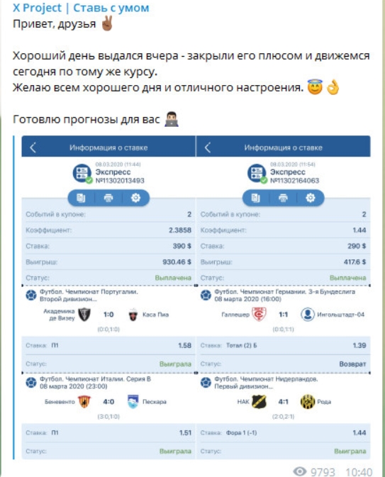 Статистика прогнозов от X project Статистика X project | ставь с умом