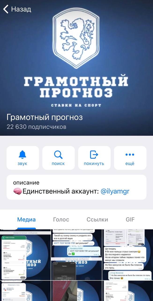 Телеграмм канал Грамотный прогноз