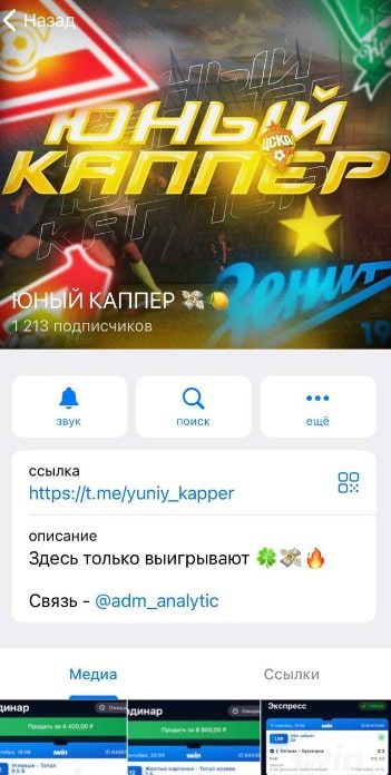 Телеграмм канал Юный Каппер