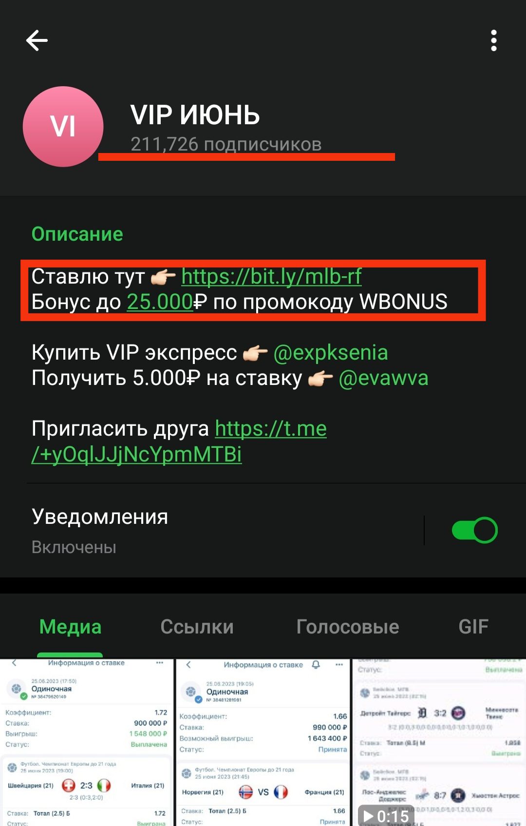 VIP Июнь телеграмм