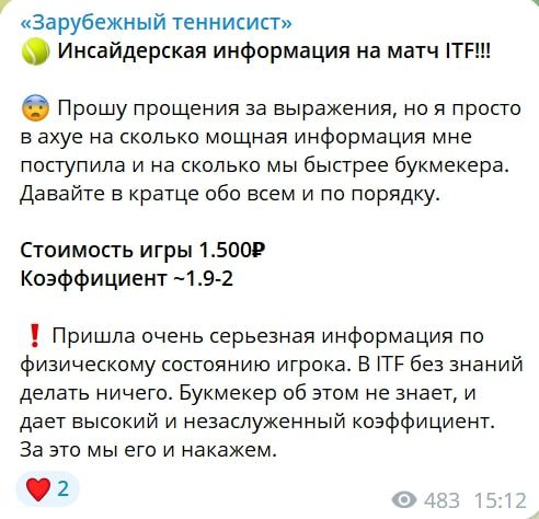 Зарубежный Теннисист телеграм