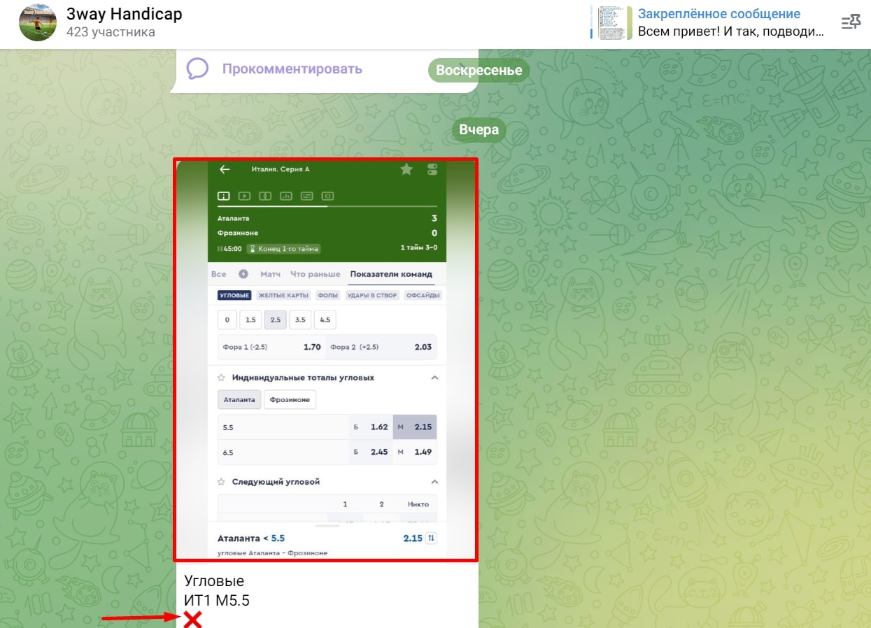 3 way Handicap телеграм пост прогноз
